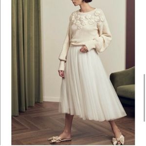 BHLDN Tulle Midi Skirt Size 4 in Ivory - NWT